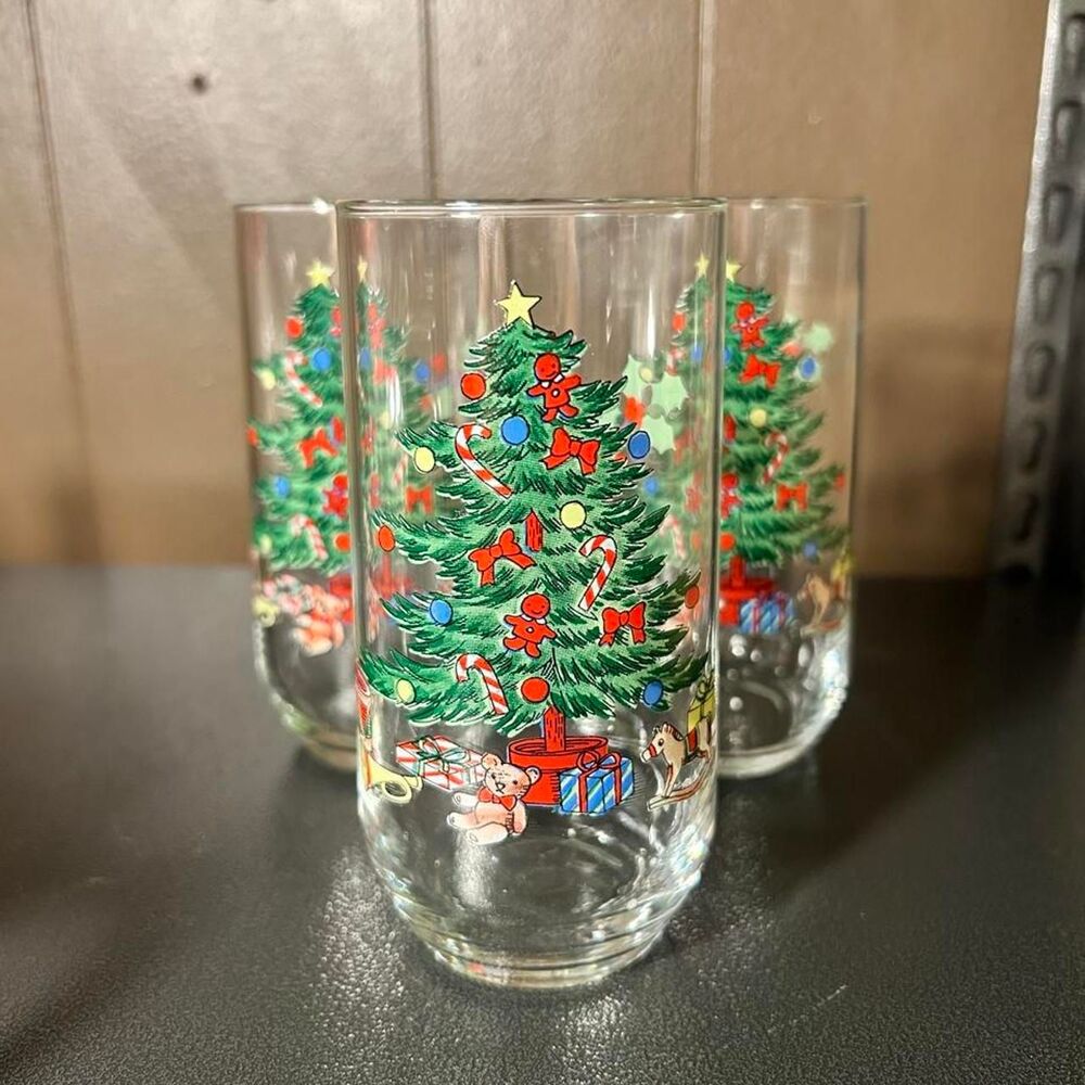 Luminarc Noel Christmas Tree Glasses Set of 3 Holiday Drinkware